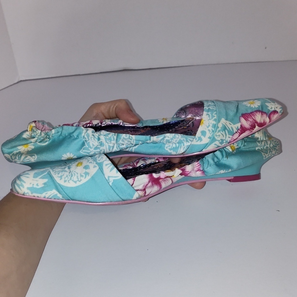 Irregular Choice Floral Blue Kitten Heel Slipper Shoes Size 39.5 - Picture 6 of 10